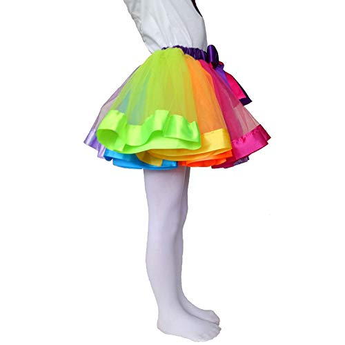 traderplus Little Girls Layered Rainbow Ribbon Tutu Skirt Dress Ballet Tiered (Large 7-9 Years) - Image 3
