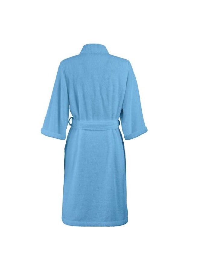 BYFT Daffodil (Light Blue) Premium Unisex Bathrobe, 100% Terry Cotton, Highly Absorbent and Quick dry, Hotel and Spa Quality Bathrobe for Men and Women-400 GSM - Image 3