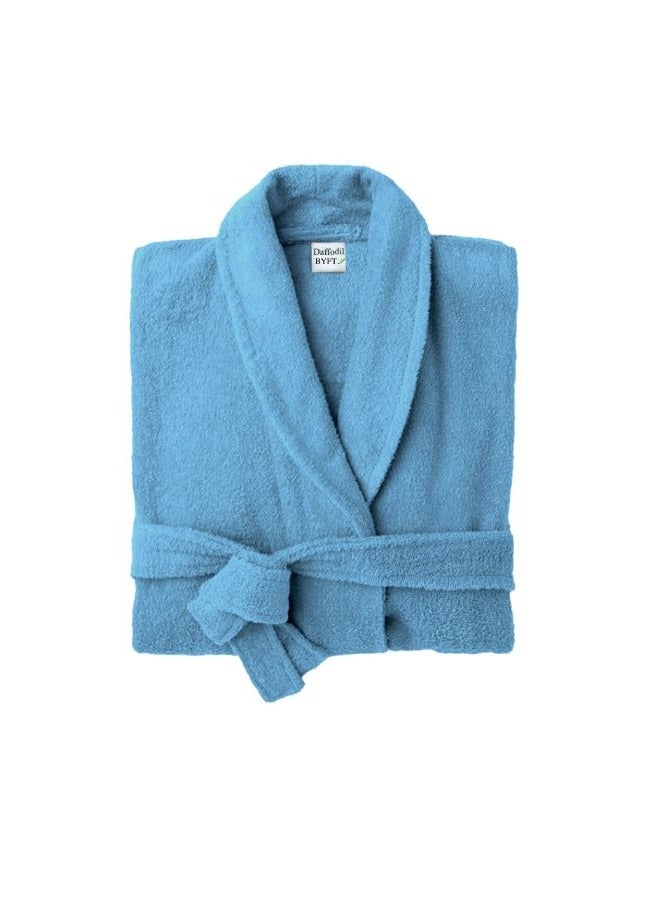 BYFT Daffodil (Light Blue) Premium Unisex Bathrobe, 100% Terry Cotton, Highly Absorbent and Quick dry, Hotel and Spa Quality Bathrobe for Men and Women-400 GSM - Image 4