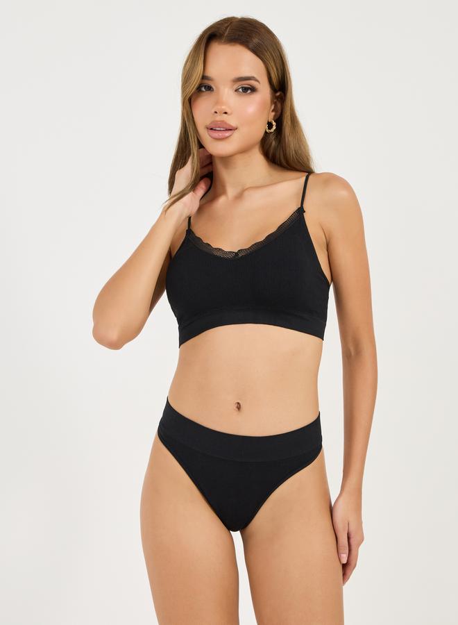 Styli Pack of 3 - Padded Lace Trim Crop Top with Thin Criss Cross Straps  - Image 3