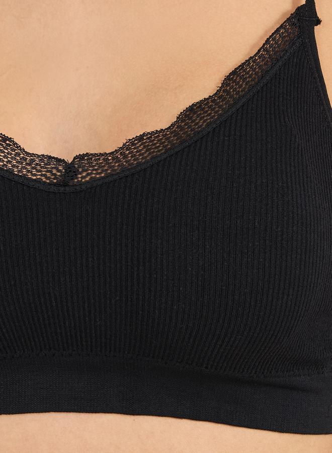 Styli Pack of 3 - Padded Lace Trim Crop Top with Thin Criss Cross Straps  - Image 4
