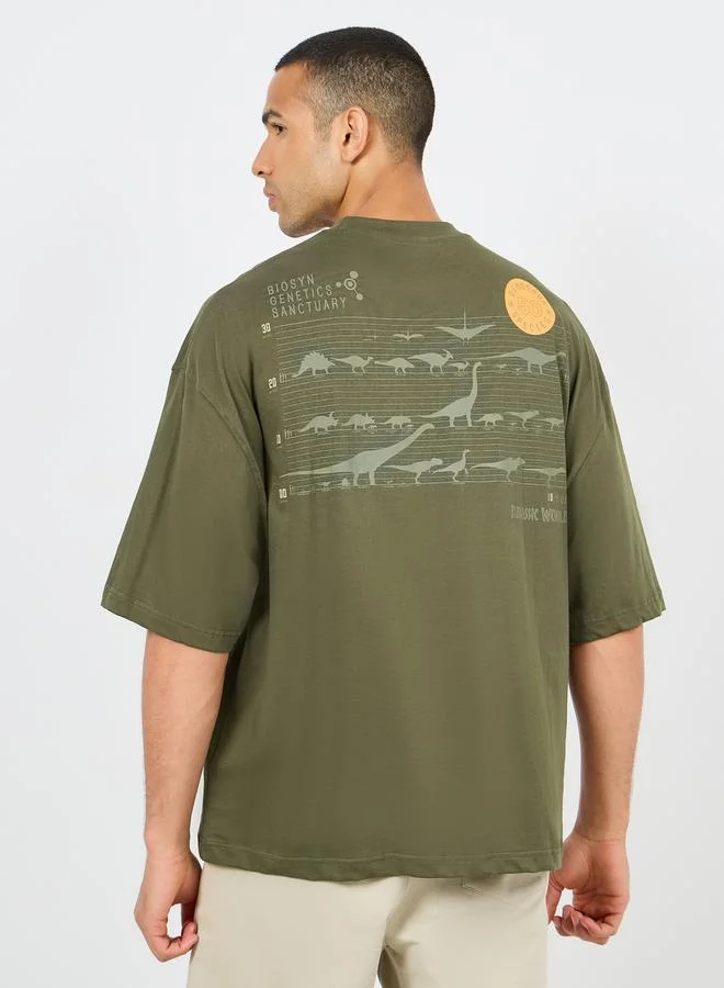 Styli Back and Front Jurassic Park Character Print Boxy T Shirt