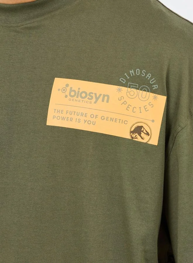 Styli Back and Front Jurassic Park Character Print Boxy T Shirt