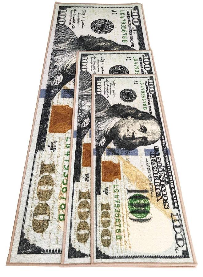 HUAHOO Money Rugs 100 Dollar Bill Runner Area Rug for Living Room Kitchen Rug Laundry Runner Rug Bedroom Bathroom Mat (43" x 18") - Image 3