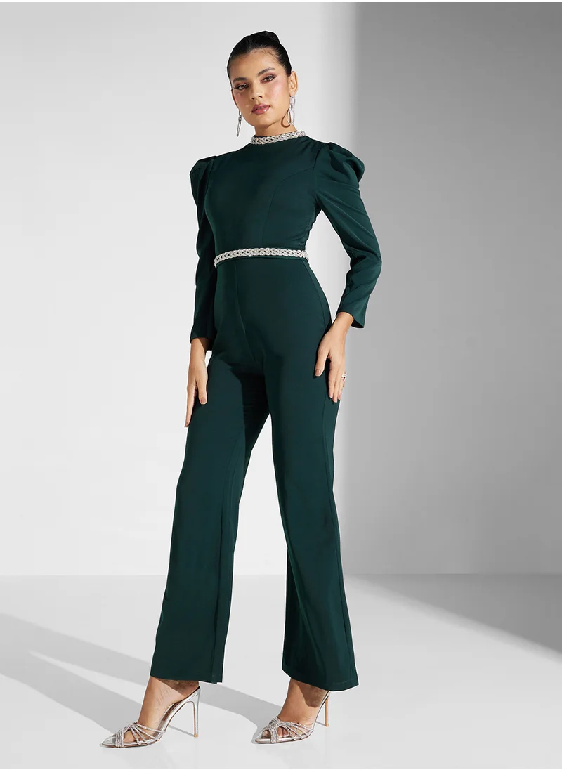 Akadia Fashion pleated shoulder jumpsuit