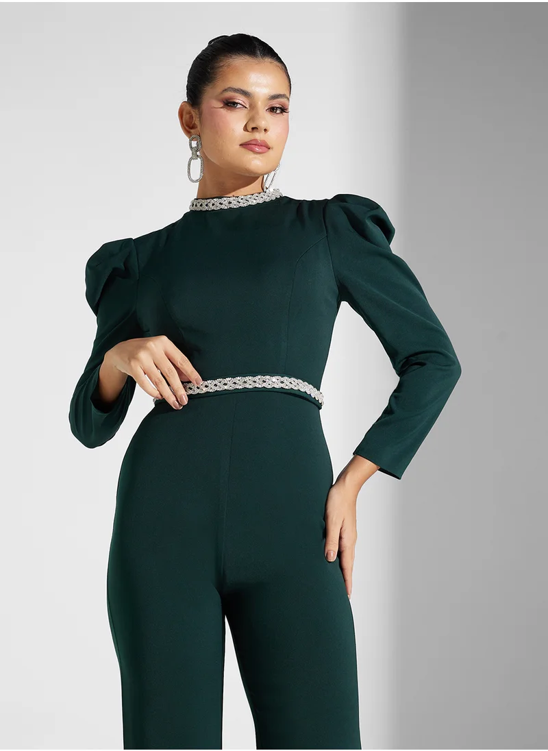 Akadia Fashion pleated shoulder jumpsuit