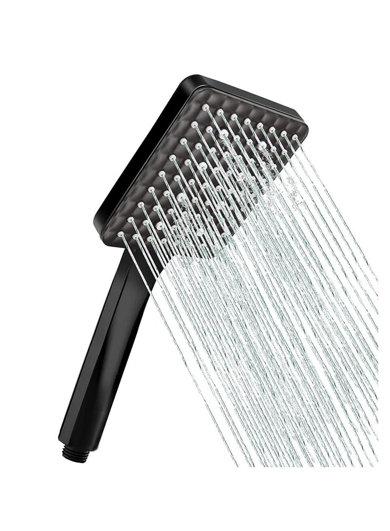 Shower Head Pressurized Heads with 6 Settings Spray Mode Square Power Universal Water Saving Large Black - Image 1
