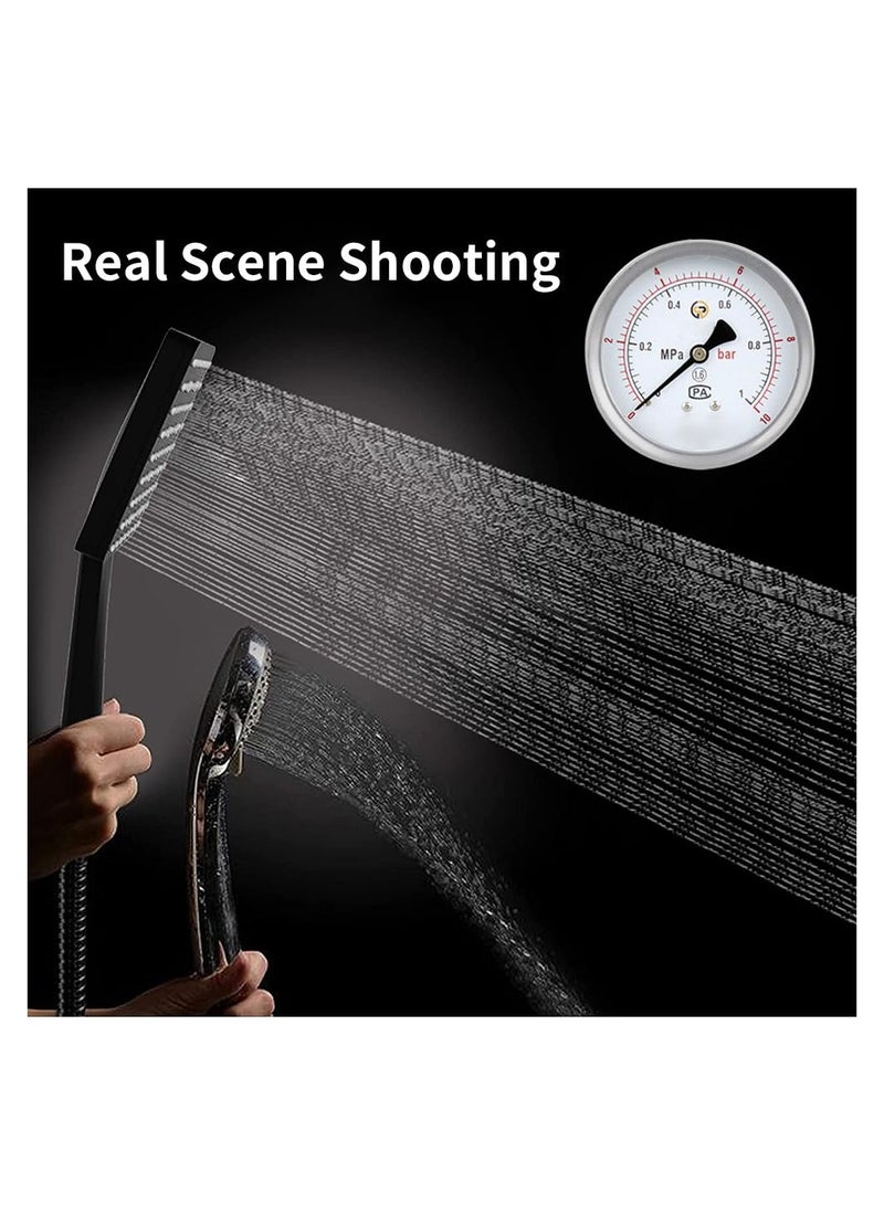 Shower Head Pressurized Heads with 6 Settings Spray Mode Square Power Universal Water Saving Large Black - Image 4