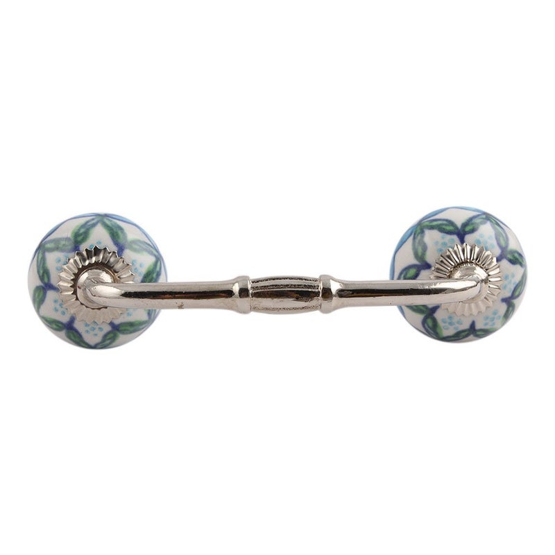 Indian-Shelf IndianShelf 1 Pack Green Kitchen Cabinet Handles for Drawer Pulls Door Dresser Silver Hardware 6 Hole to Hole BH154CK06  - Image 1