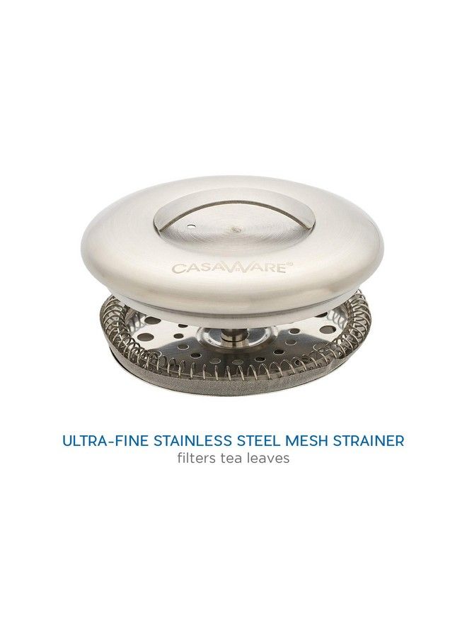 casaWare Crackled Glaze 24Ounce Premium White Stoneware Teapot With Stainless Steel Lid/Strainer (Turquoise) - Image 4