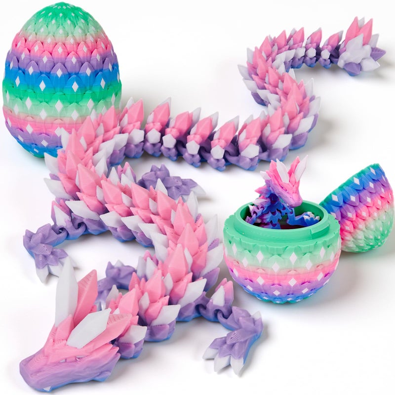 YILCER 3D Printed Dragon Eggs Glow in The Dark Prefilled Easter Eggs with Dragon Toy for Basket Stuffers 3D Printed Animals for Goodie Bag Fillers Unique Easter Basket Essentials for Kids Teens - Image 3