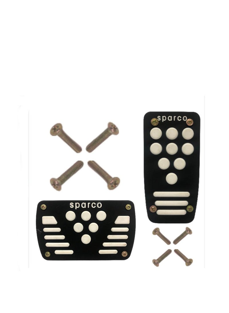 طقم أغطية دواسة الوقود والفرامل من سباركو CS-062 مكون من قطعتين - أبيض في أسود - Image 1