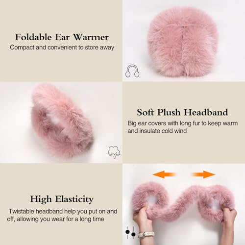 Mottico Winter Ear muffs for Women Girls, Fluffy Ear Warmer with Thick Faux Ear Covers, Foldable for Convenience! (Black) - Image 5