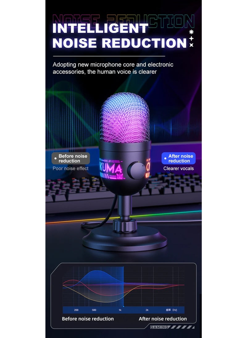 ميكروفون ONIKUMA M930 Studio RGB يدعم التقاط 48KHz والمراقبة الذكية - Image 4