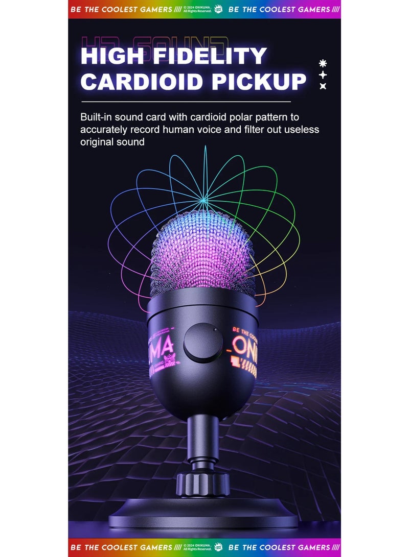 ميكروفون ONIKUMA M930 Studio RGB يدعم التقاط 48KHz والمراقبة الذكية - Image 5