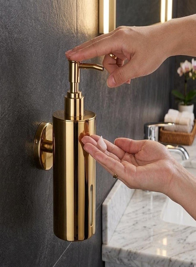 AMAR ENTERPRISE Wall-Mounted Soap Dispenser, Stainless Steel, Pump Bottle for Bathroom, (PVD-Gold, Large) - Image 1