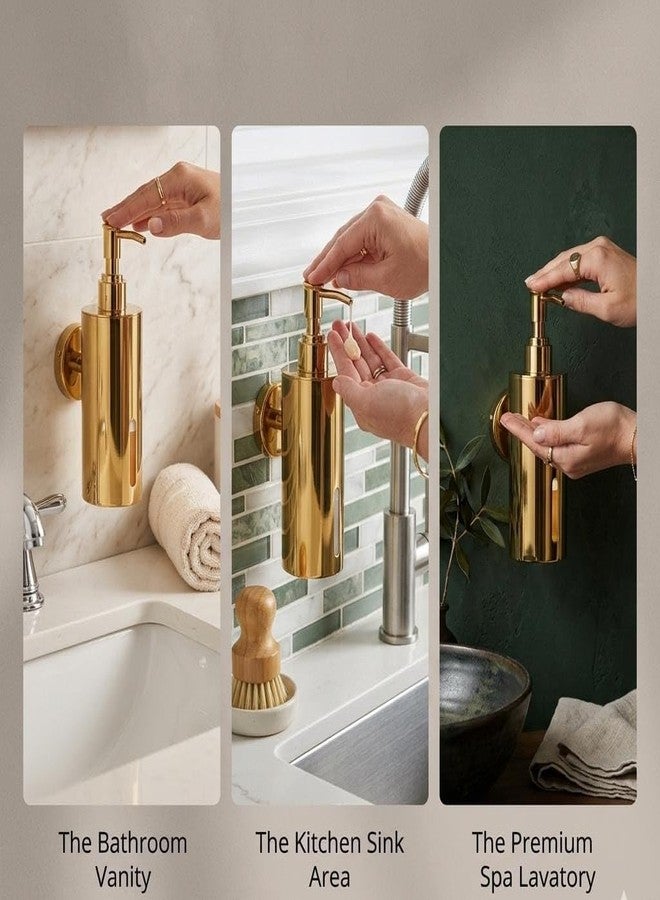 AMAR ENTERPRISE Wall-Mounted Soap Dispenser, Stainless Steel, Pump Bottle for Bathroom, (PVD-Gold, Large) - Image 5
