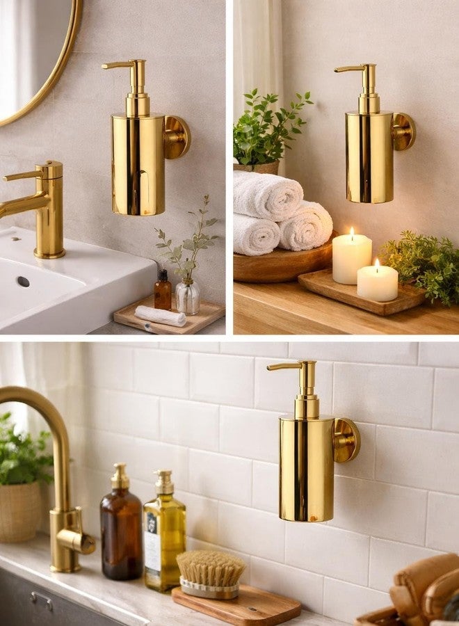 AMAR ENTERPRISE Wall-Mounted Soap Dispenser, Stainless Steel, Pump Bottle for Bathroom, (PVD-Gold, Large) - Image 2