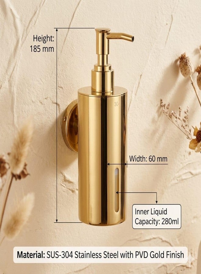 AMAR ENTERPRISE Wall-Mounted Soap Dispenser, Stainless Steel, Pump Bottle for Bathroom, (PVD-Gold, Large) - Image 4