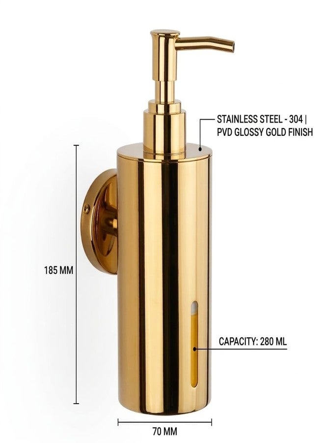 AMAR ENTERPRISE Wall-Mounted Soap Dispenser, Stainless Steel, Pump Bottle for Bathroom, (PVD-Gold, Large) - Image 3