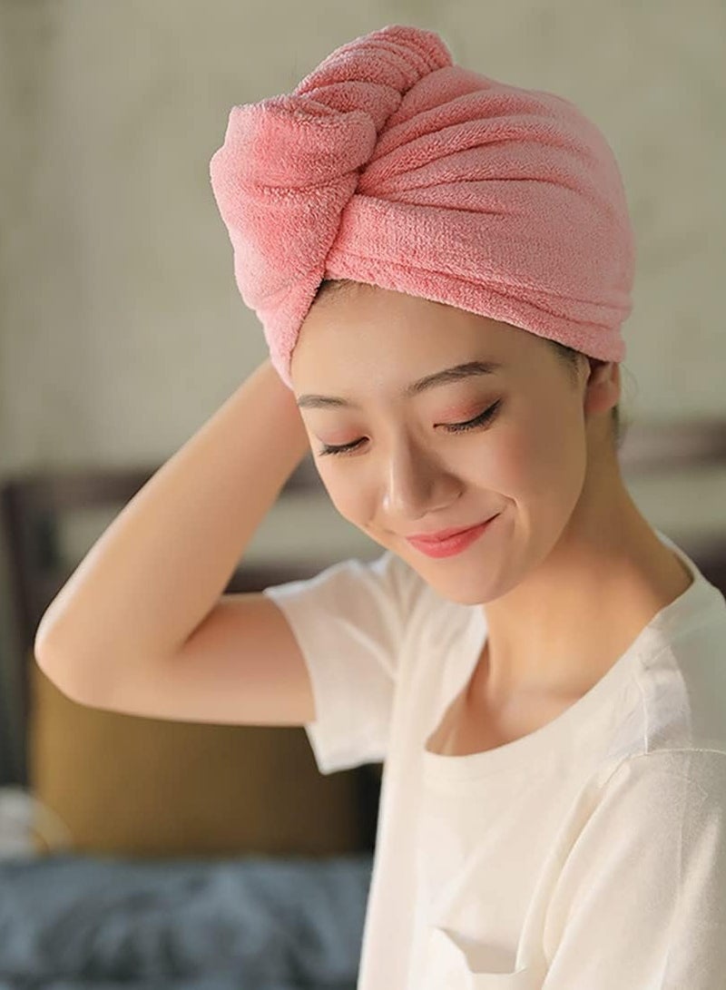 وهاواي 2psMicrofiber Hair Towel Wrap, Super Absorbent Fast Drying Hair Turban soft, Anti Frizz Hair Wrap Towels for Women Wet Hair, Curly, Longer, Thicker Hair(Pink&Blue) - Image 2