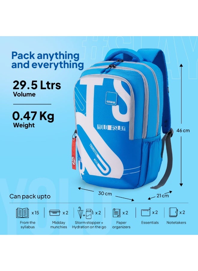 American Tourister Sest 3.0 Style 01, Large 3 Compartment Backpack, 29.5L with Spacious Interiors Bags For School, Office, College, Gift For Men & Women - Blue - Image 2