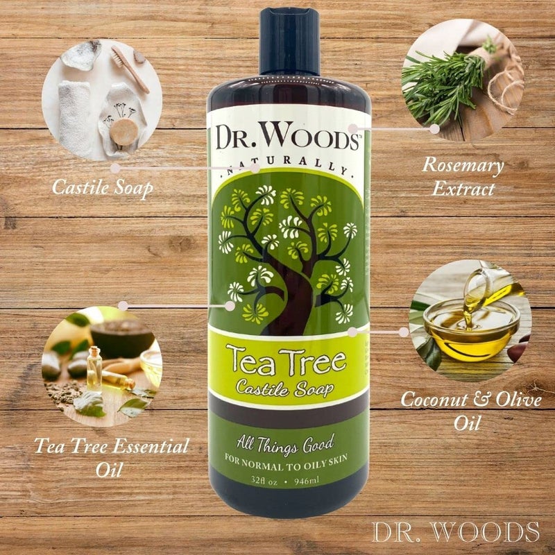 Dr. Woods Pure Tea Tree Liquid Castile Soap - Castile Soap with Organic Shea Butter for Body, Hands, and Face, for Men and Women - 32 Fl Oz - Image 4