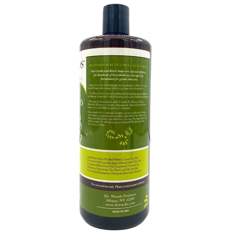 Dr. Woods Pure Tea Tree Liquid Castile Soap - Castile Soap with Organic Shea Butter for Body, Hands, and Face, for Men and Women - 32 Fl Oz - Image 2
