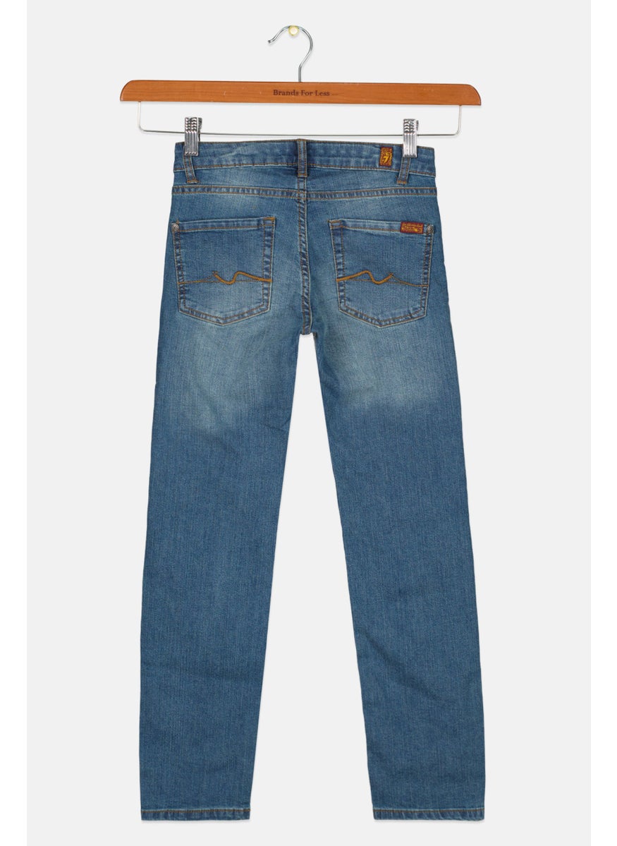 7 FOR ALL MANKIND - Kids Boy Slim Fit Washed Denim Jeans, Light Blue - Image 1
