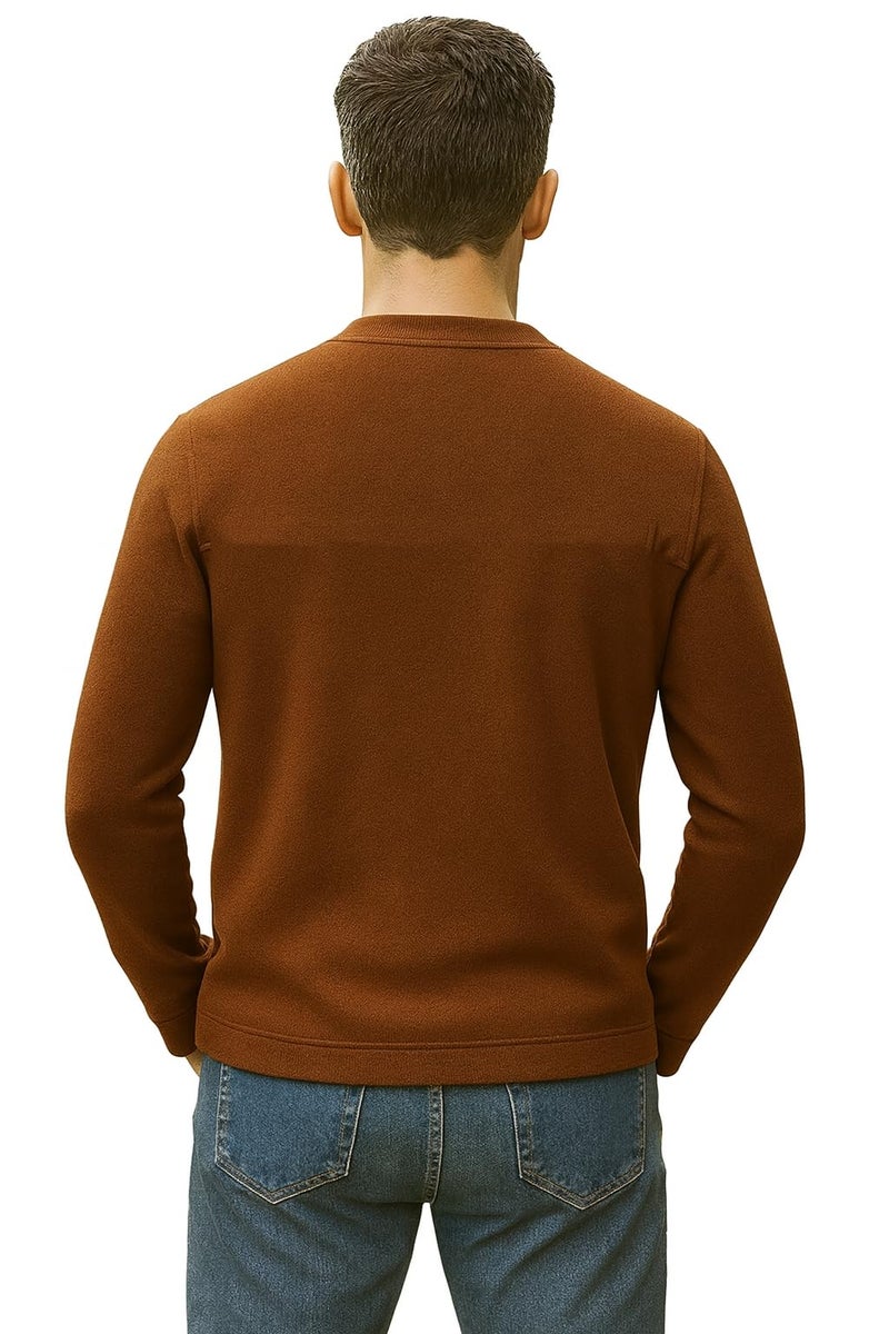 RodZen Men’s Cotton Blend Full Sleeve Solid Henley T Shirts (in, Alpha, 2XL, Brown) - Image 2