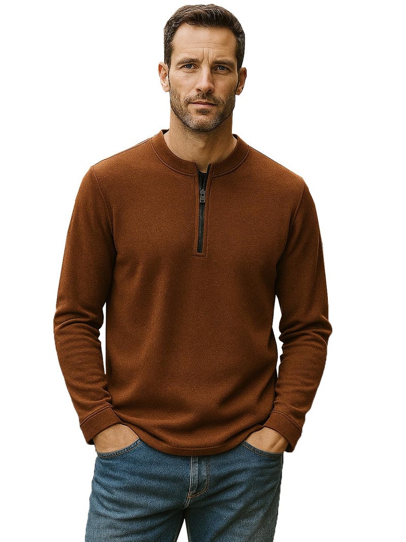 RodZen Men’s Cotton Blend Full Sleeve Solid Henley T Shirts (in, Alpha, 2XL, Brown) - Image 5