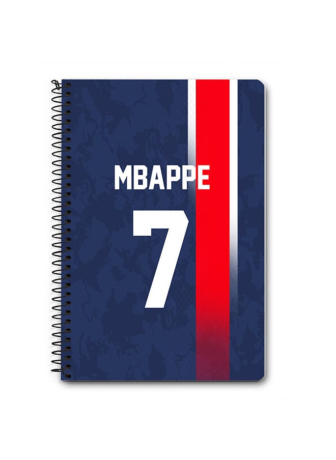 Stylizedd - Stylizedd Designer A5 Spiral Notebook Memo Notepad Journal -  Football Player Name - Mbappe Jersey no 7 Design A - Image 1