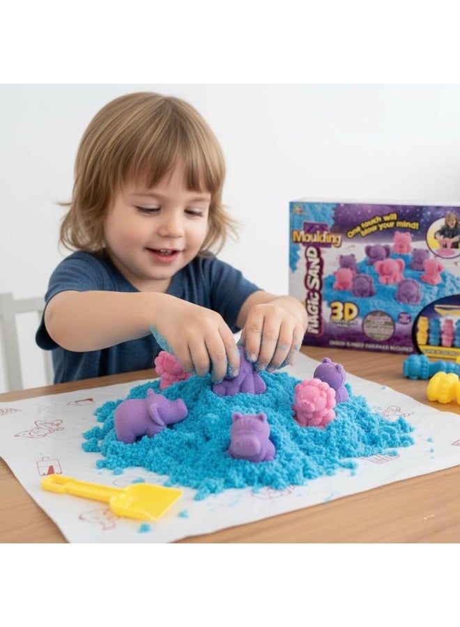 توي لاند مجموعة تشكيل الحيوانات بالرمل السحري - رمل حركي ملون مع قوالب وأدوات حيوانات لطيفة - ألوان متنوعة - 750 جرام - Image 2