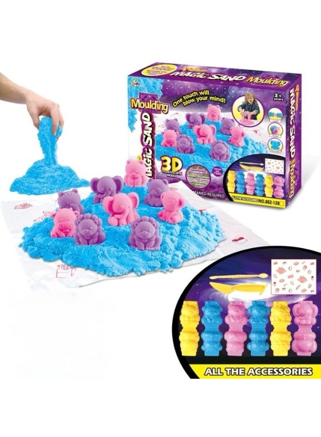 توي لاند مجموعة تشكيل الحيوانات بالرمل السحري - رمل حركي ملون مع قوالب وأدوات حيوانات لطيفة - ألوان متنوعة - 750 جرام - Image 1