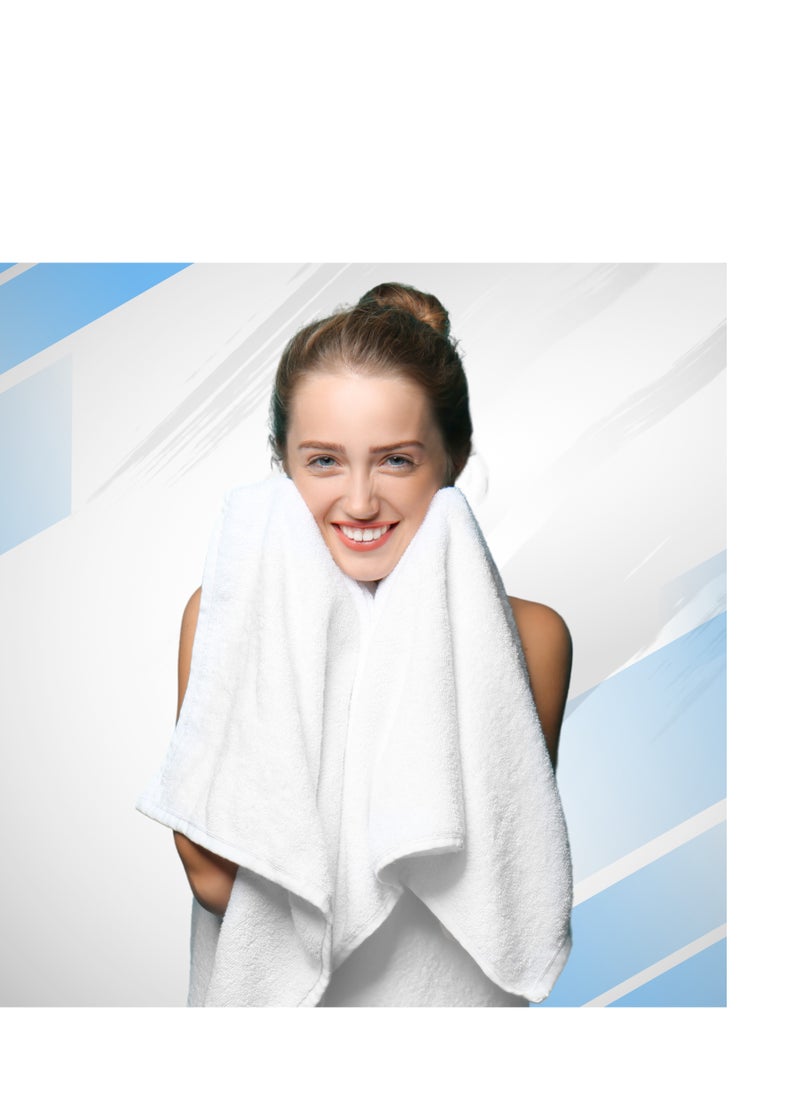 Infinitee Xclusives Infinitee Xclusive Towel Set Pack 8 Premium White Bath Towels Set - 100% Cotton Highly Absorbent 2 Bath Towels, 2 Hand Towels and 4 Washcloths - Luxury Hotel & Spa Quality Bath Towels for Bathroom  - Image 2
