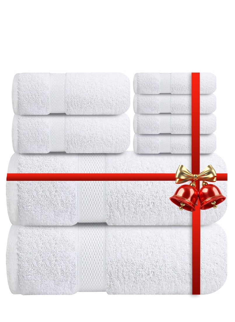 Infinitee Xclusives Premium White Bath Towels Set - [Pack of 8] 100% Cotton Highly Absorbent 2 Bath Towels, 2 Hand Towels and 4 Washcloths - Luxury Hotel & Spa Quality Bath Towels for Bathroom by Infinitee Xclusives 