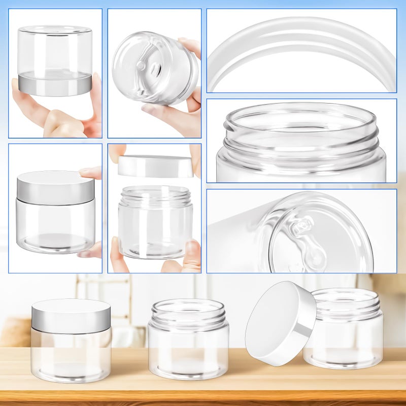 MotBach 10 Pack 6oz Plastic Jars with Lids, 180ml Round Clear Cosmetic Containers Makeup Jars, Travel Size Container Jar for Sample Lotion Cream Eyeshadow Powder Slime Ointment Salve Balm Storage - Image 3