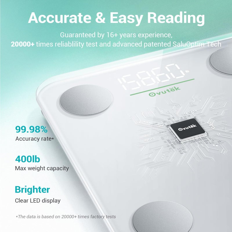 Ovutek Smart Scale for Body Weight, Digital Bathroom Scale BMI Weighing Body Fat Scale, Accurate Body Composition Scale Monitor for People's Health with Smartphone App, Compact Size, 400lb - Image 5