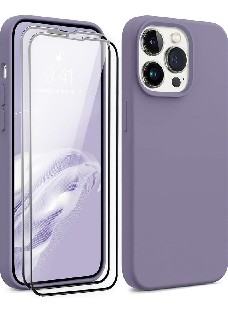 إلترازون [3 in 1] for iPhone 15 Pro Case with 9H Tempered Glass Screen Protector, Premium Liquid Silicone Shockproof Protective Case,Slim Phone Cover for iPhone 15 Pro (2023) (iphone 15 Pro, Light Gray) - Image 1