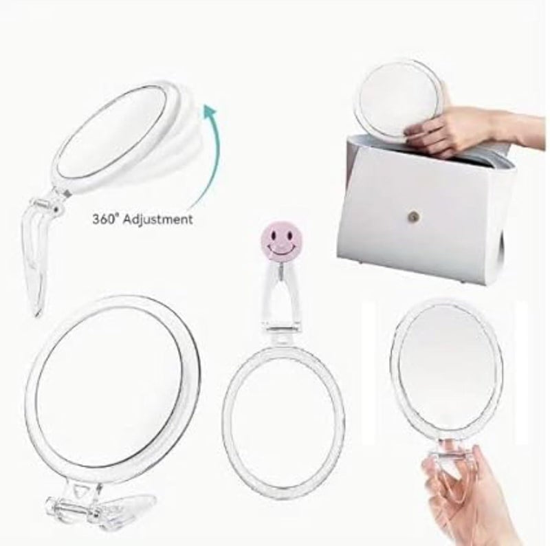 NANIAAY NANIAAY Elegant Oval Hand Mirror Decorative Portable Handheld with Small Handle DoubleSided Cosmetic Mirror with Transparent Frame Magnifying Handheld Antique for Travel Makeup Everyday Use  - Image 4