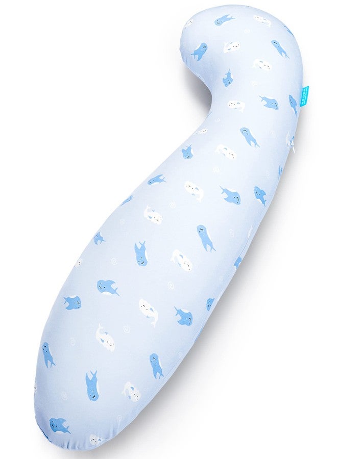 BYRIVER 35" Curve Long Body Pillow for Kids Girls Boys Toddler, Swan Child Hug Sleep Pillow, Removable Jersey Cotton Pillow Cover, Plush Gifts for Kids (Blue) - Image 2