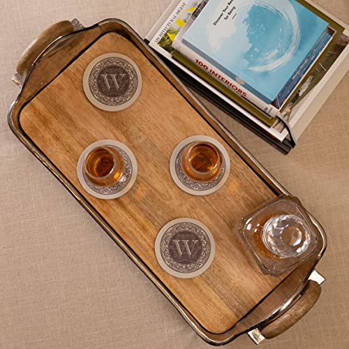 Thirstystone Monogram Letter W Natural Sandstone Coaster 4 Pack Manufactured in The USA Decorative Absorbent Easily Wipes Clean - Image 2