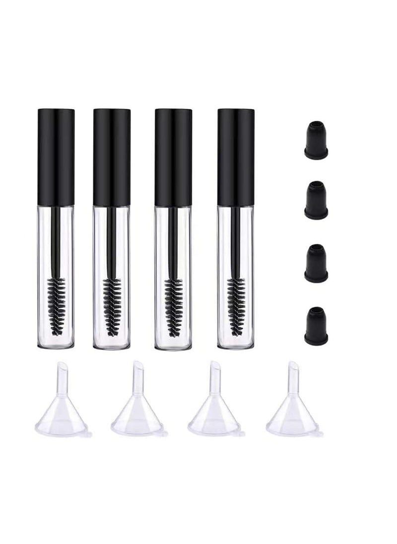 ForSewian 4 Pack Empty Mascara Tube with Eyelash Wand ForSewian10ml Premium Eyelash Cream Container Bottle with Mini Funnels and Leak Stoppers black 