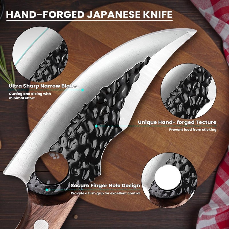 MDHAND Chef Knife - Hand Forged Butcher Knives with Sheath & Gift Box, High Carbon Steel Viking Knives, Meat Cutting Knife for Kitchen, Japanese Chef Knives for Camping, Outdoor, BBQ, Gifts for Men - Image 4