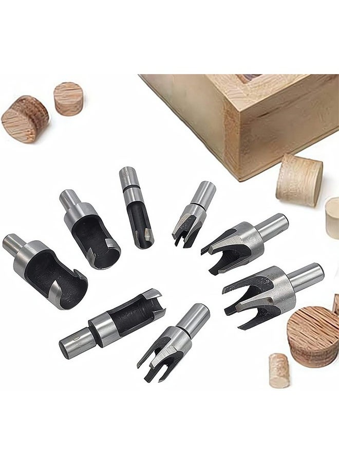 Arabest Wood Plug Cutters, 8 Pcs Wood Plug Cutter Drill Bit Set, 5/8" 1/2" 3/8" 1/4" Straight and Tapered Taper Cutting Tool Cork Drill Bit Woodworking Claw Cork Drill Hole Saw Tool for Woodworking  - Image 1
