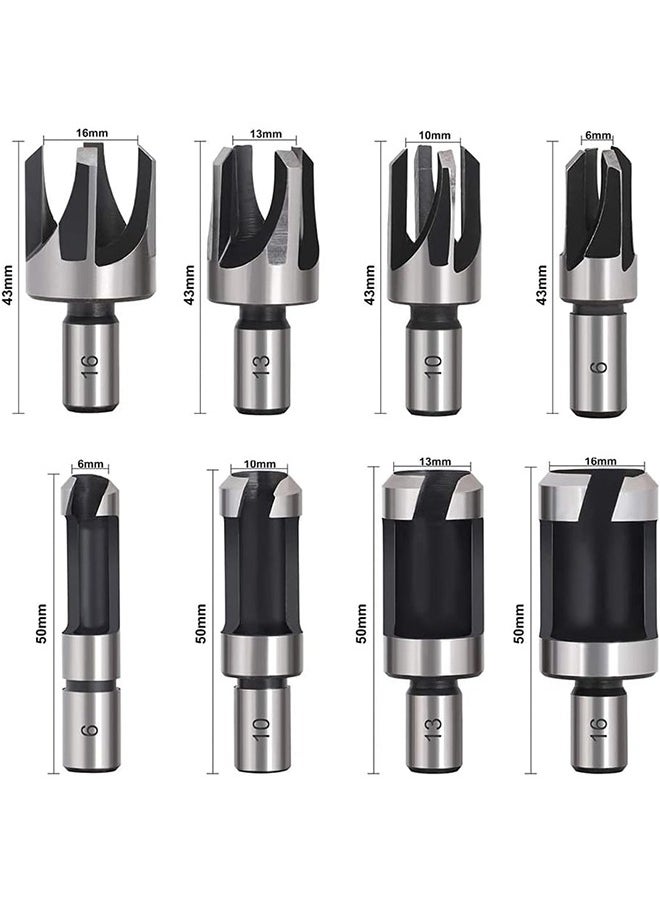 Arabest Wood Plug Cutters, 8 Pcs Wood Plug Cutter Drill Bit Set, 5/8" 1/2" 3/8" 1/4" Straight and Tapered Taper Cutting Tool Cork Drill Bit Woodworking Claw Cork Drill Hole Saw Tool for Woodworking  - Image 4