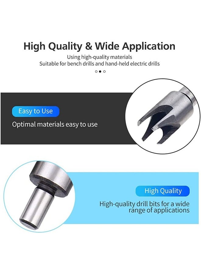 Arabest Wood Plug Cutters, 8 Pcs Wood Plug Cutter Drill Bit Set, 5/8" 1/2" 3/8" 1/4" Straight and Tapered Taper Cutting Tool Cork Drill Bit Woodworking Claw Cork Drill Hole Saw Tool for Woodworking  - Image 5