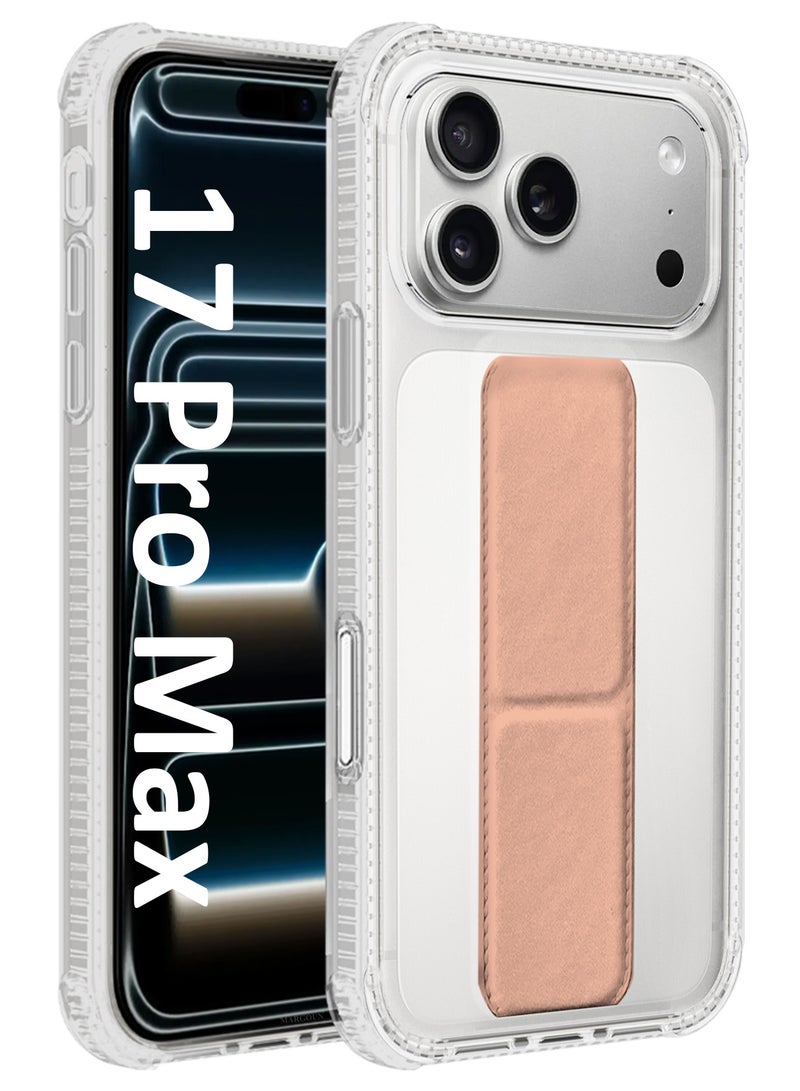 CATANES Finger Grip Clear Case Cover for iPhone 17 Pro Max - Kickstand Car Magnetic Holder Multi-function Protective Two-in-one Case - Pink - Image 1