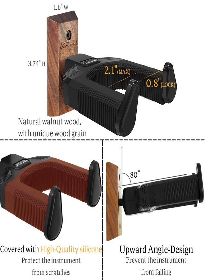 Onmiwod Guitar Wall Mount 2 Pack Auto Lock Guitar Wall Hook Guitar Wall Mount Guitar Wall Mount Wall Mount for Classical Guitar Acoustic Guitar - Image 3
