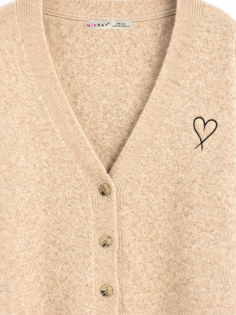 MixRay Mixray Oversized Knit Cardigan with Heart Detail